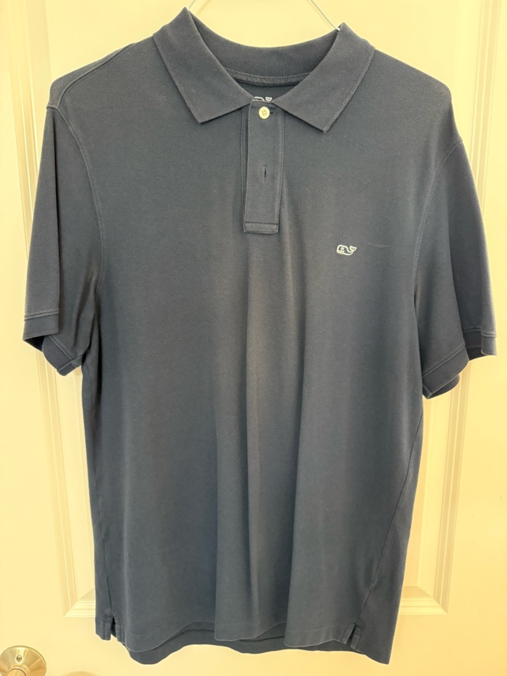 Vineyard Vines Navy Short-Sleeve Polo with Whale Logo